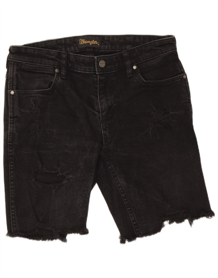 Wrangler Pantalones Cortos De Mezclilla Desgastados Para Mujer W30 Algodón Negro Mediano