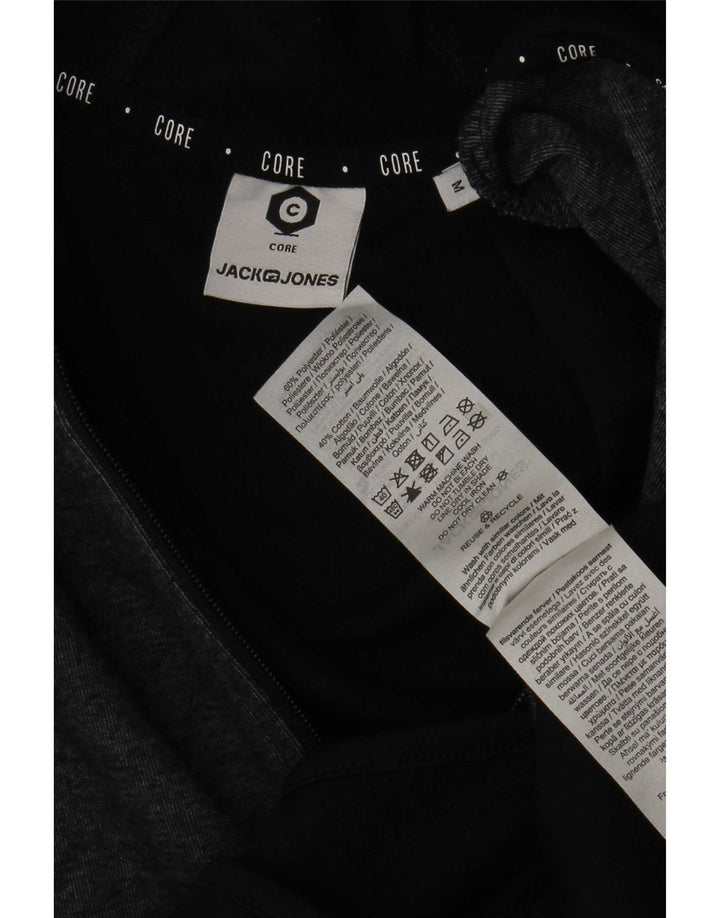 Jack & Jones Hombre Zip Hoodie Sweater Medium Negro Colorblock Poliéster