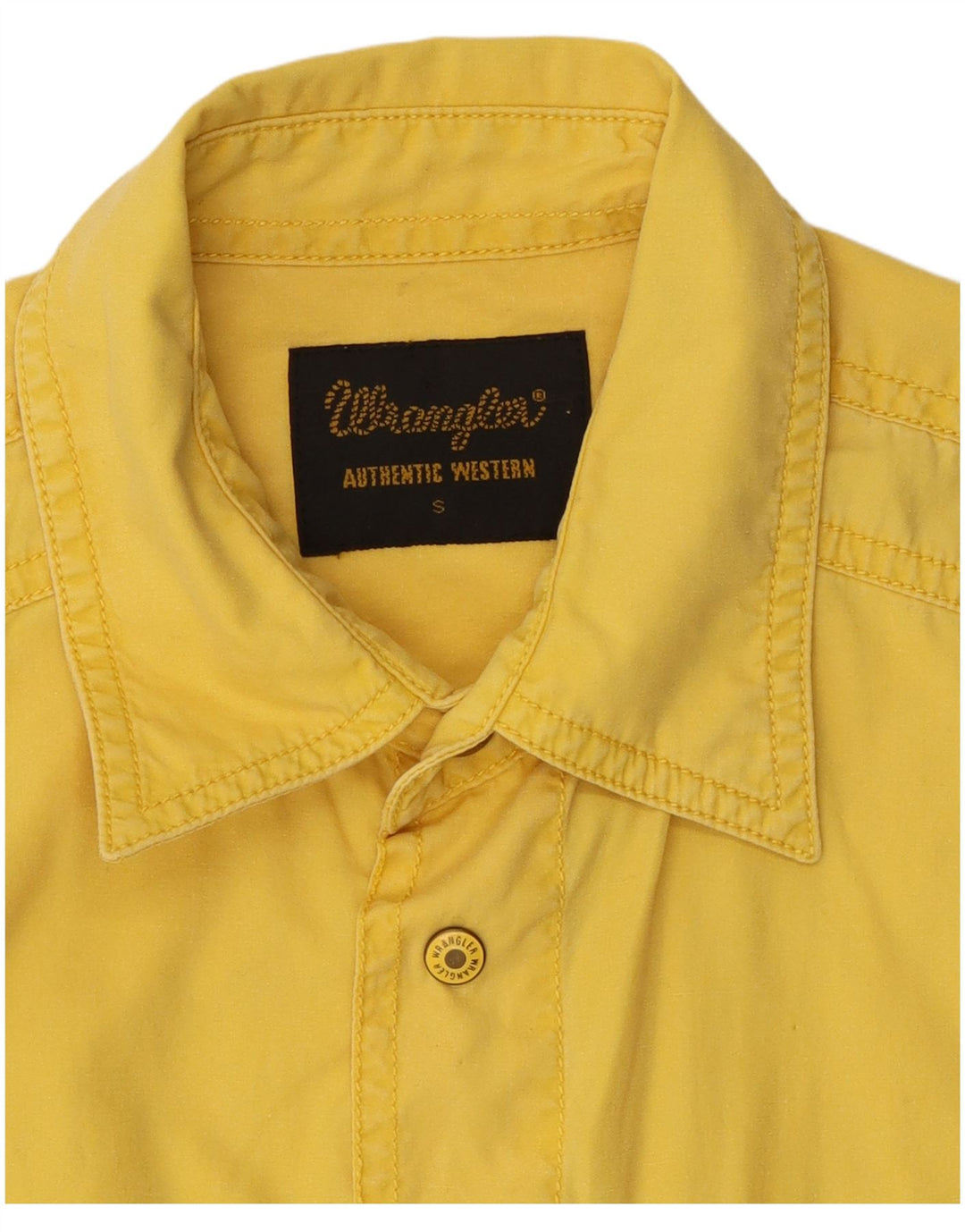 Wrangler Camisa De Manga Corta Para Hombre Small Yellow Cotton