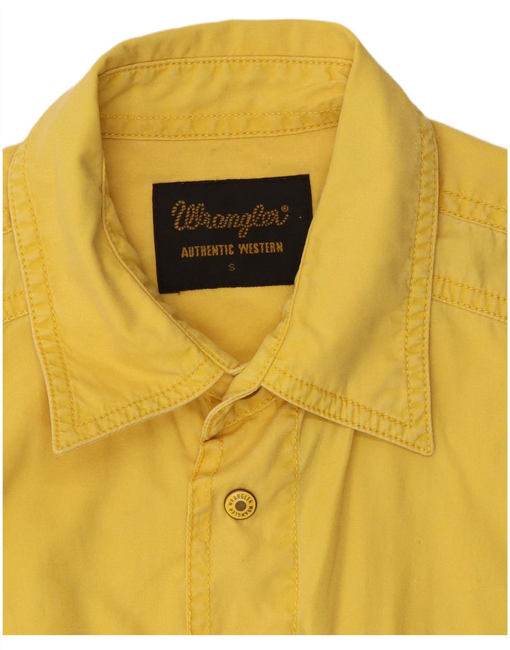 Wrangler Camisa De Manga Corta Para Hombre Small Yellow Cotton