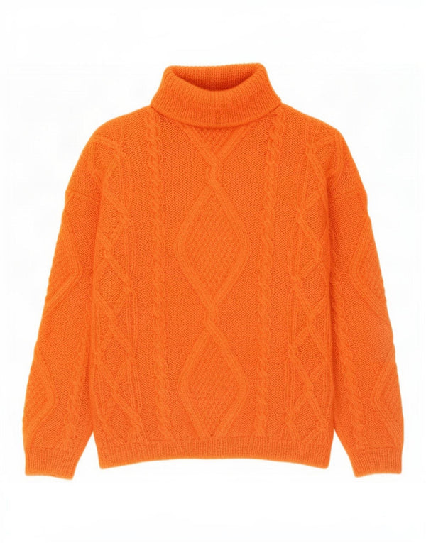 Vintage mujer rollo cuello jersey suéter Reino Unido 16 naranja grande
