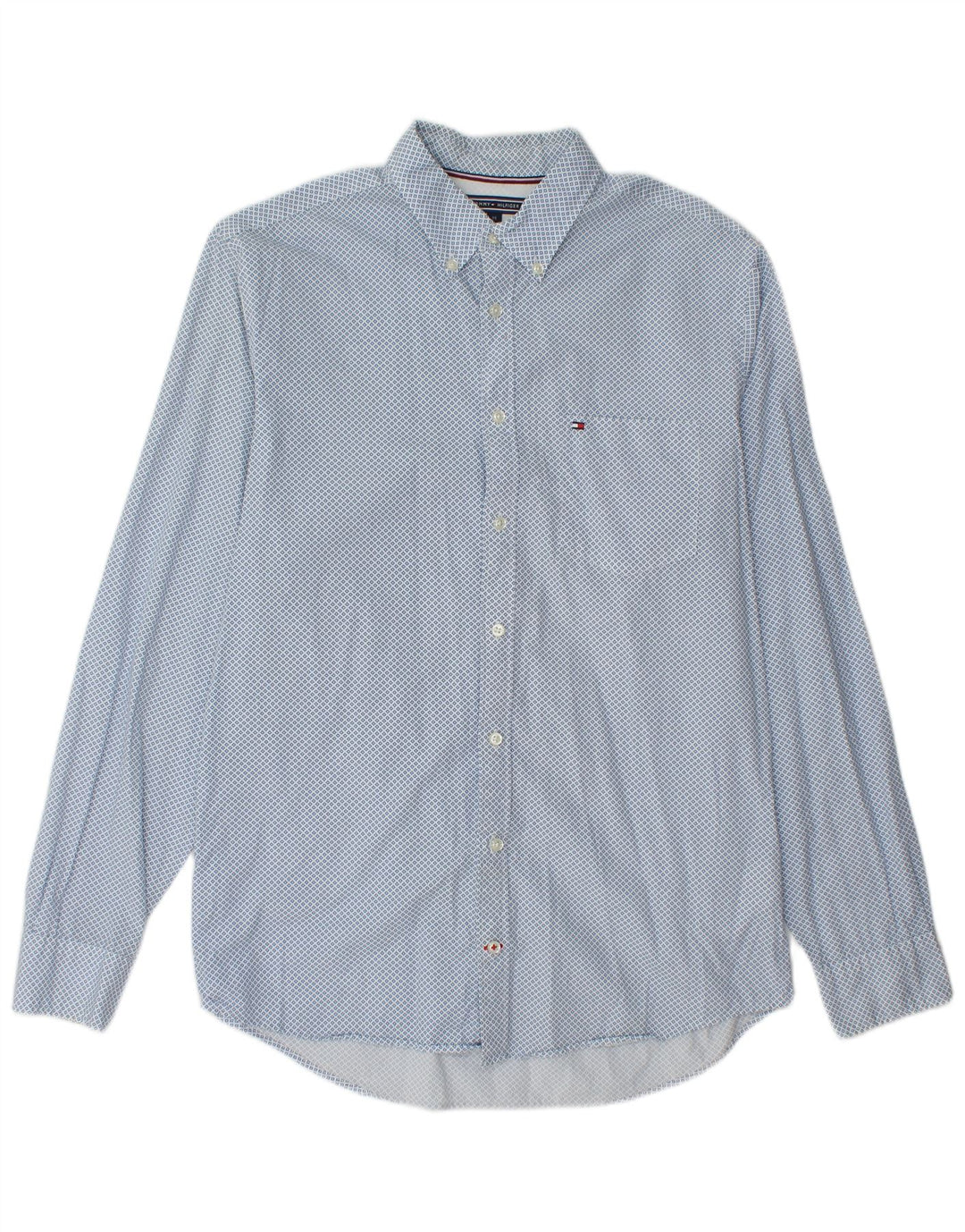 TOMMY HILFIGER Camisa Regular Fit De Algodón Con Motivos Azul Medio