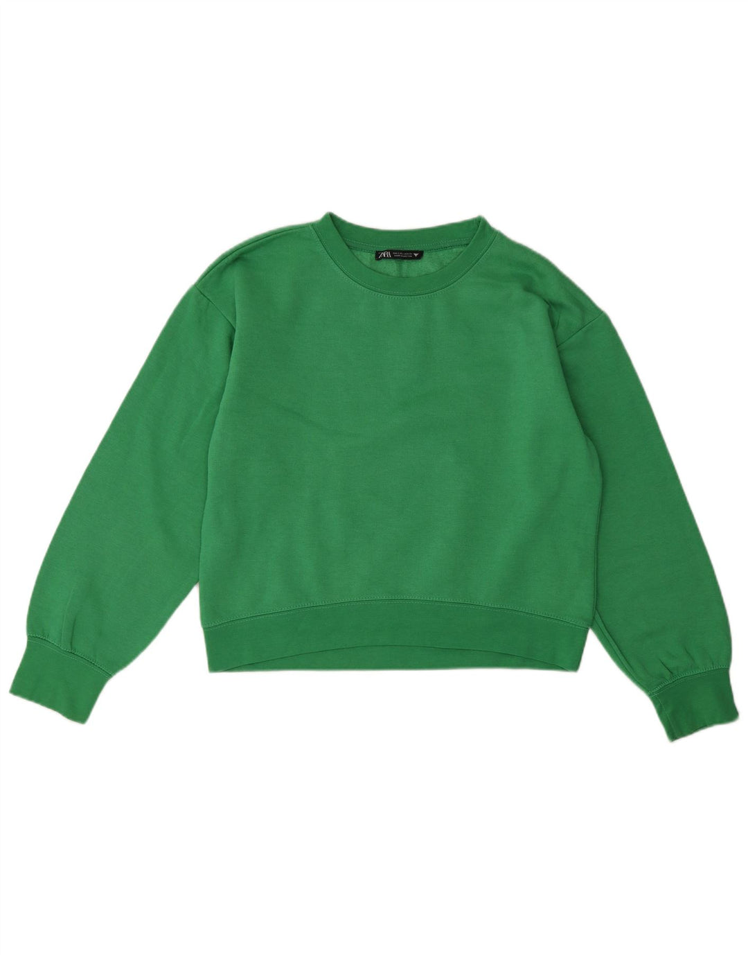 ZARA Mujer Crop Sudadera Jumper UK 10 Small Verde Poliéster