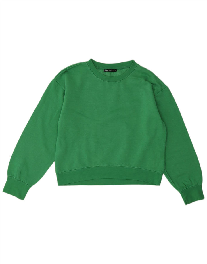 ZARA Mujer Crop Sudadera Jumper UK 10 Small Verde Poliéster