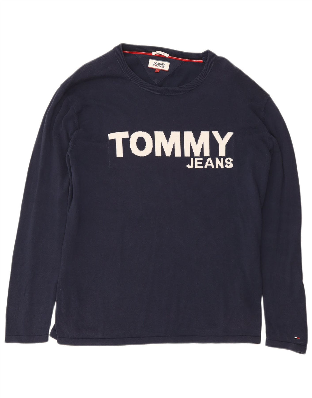 TOMMY HILFIGER Sudadera con gráfico de ajuste regular para hombre Jumper Large Azul marino
