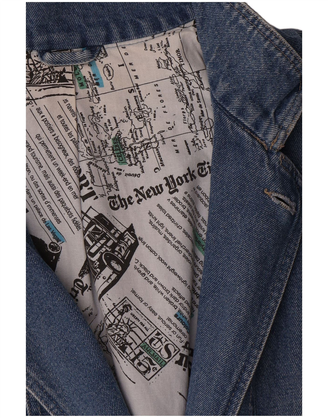 Vintage mujer longline doble pecho Blazer chaqueta Reino Unido 16 azul grande