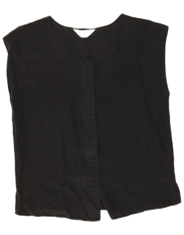 Coocoon Blusa sin mangas para mujer UK 44 Large Seda negra