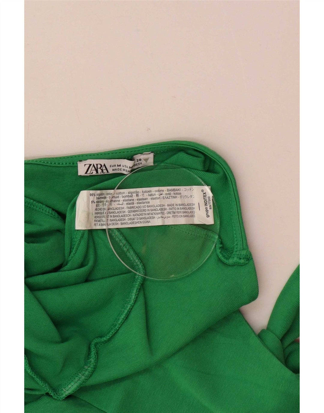 Zara Mujer Crop Halter Top UK 40 Algodón Verde Medio