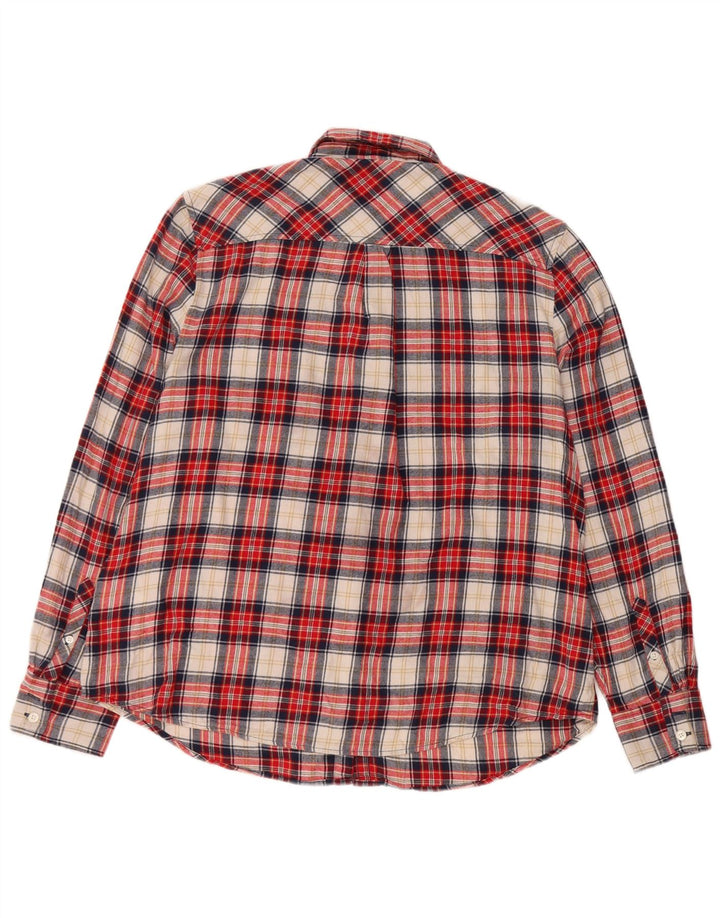 J. CREW Camisa de franela para mujer UK 46 Algodón a cuadros rojos grandes