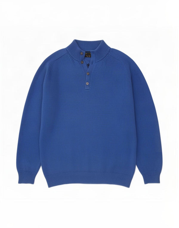 Massimo Dutti Jersey Hombre con Cuello Botonado 2XL Algodón Azul