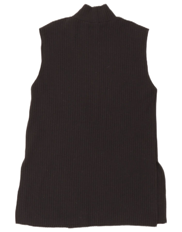 Zara Mujer Chaleco Tank Top UK 12 Medium Negro Poliéster