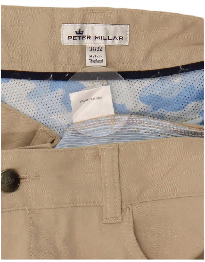 Peter Millar Pantalones casuales rectos para hombre W34 L28 Poliéster beige
