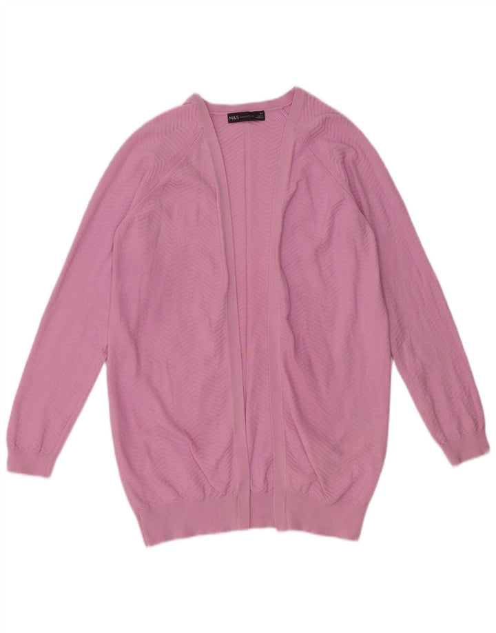 MARKS & SPENCER Suéter tipo cárdigan abierto para mujer Reino Unido 10 Small Pink Chevron