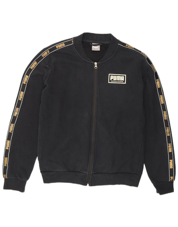 Puma Mens Graphic Chándal Top Chaqueta Pequeña Negro