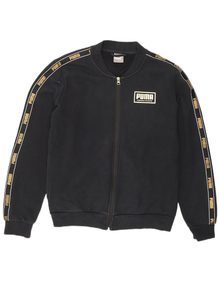 Puma Mens Graphic Chándal Top Chaqueta Pequeña Negro