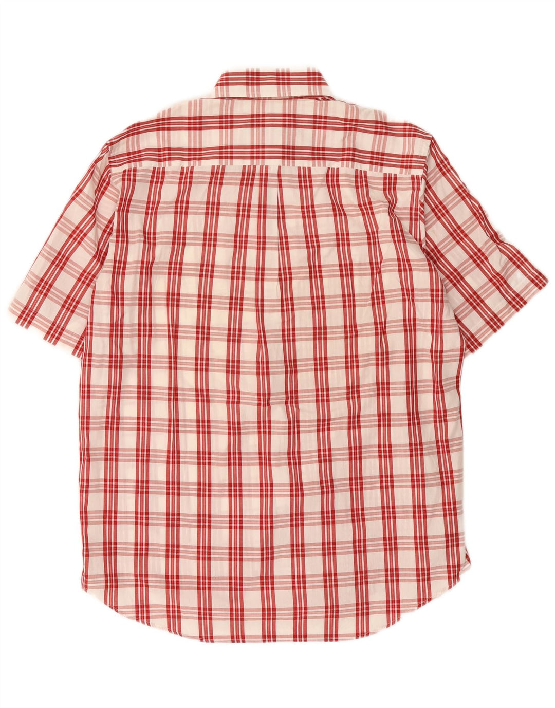 Best Company Camisa de manga corta para hombre de algodón a cuadros rojos grandes