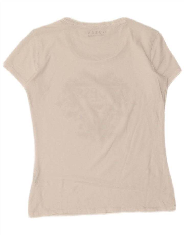 Guess Camiseta gráfica para mujer Top UK 12 Medium White