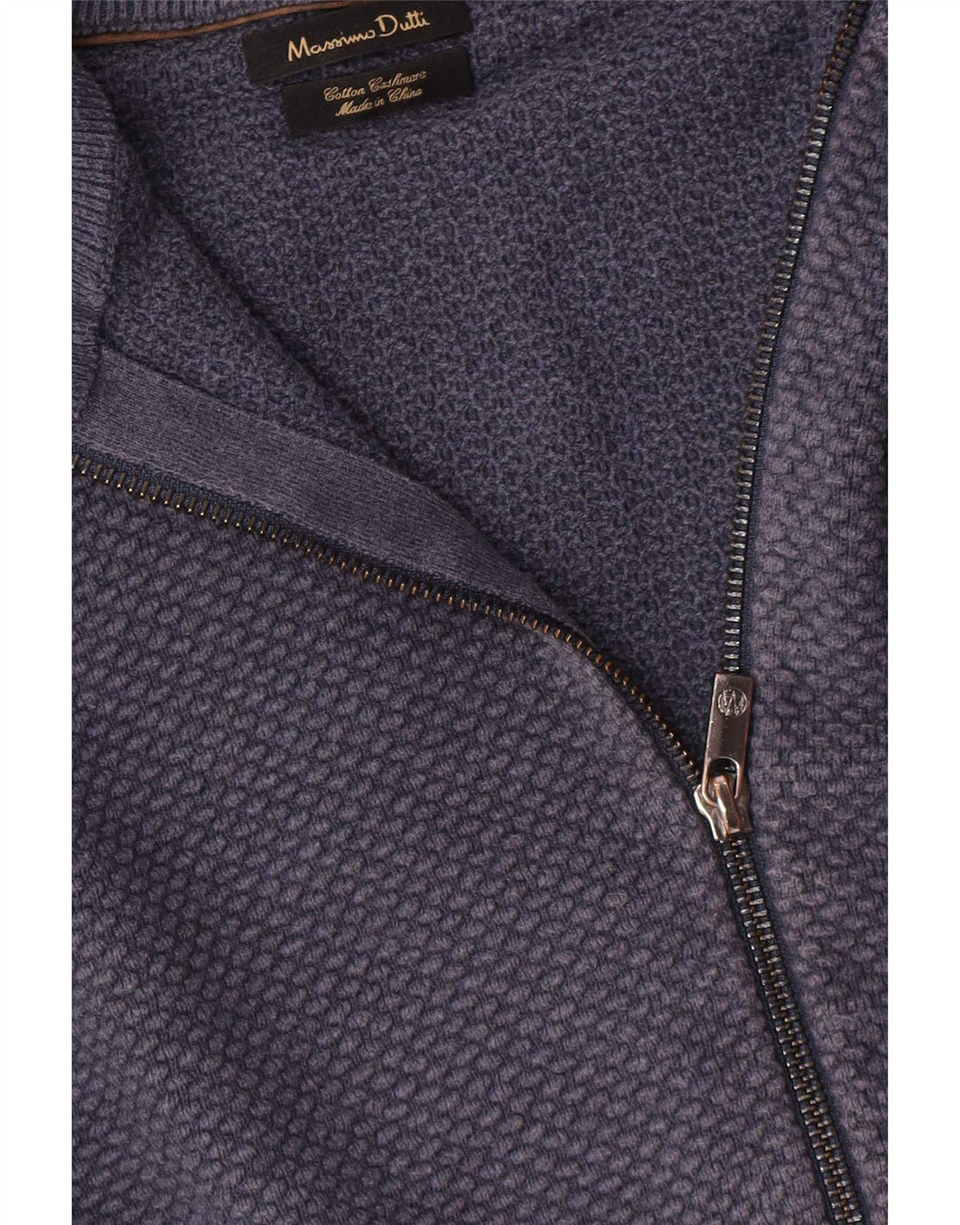 Massimo Dutti Hombre Jersey Cárdigan Cremallera Completa Small Azul Marino Algodón