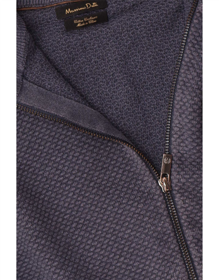 Massimo Dutti Hombre Jersey Cárdigan Cremallera Completa Small Azul Marino Algodón