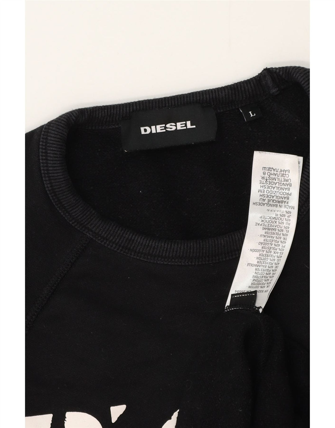 Diesel Hombre Sudadera Gráfica Jersey Grande De Algodón Negro