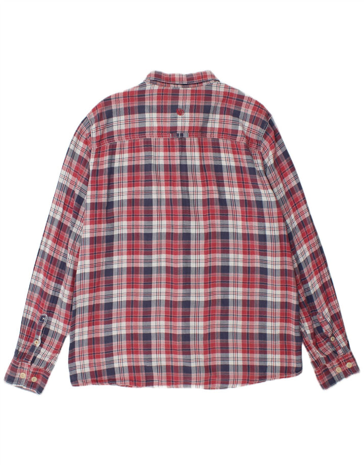 FAT FACE Camisa de franela para hombre XL Algodón a cuadros rojos