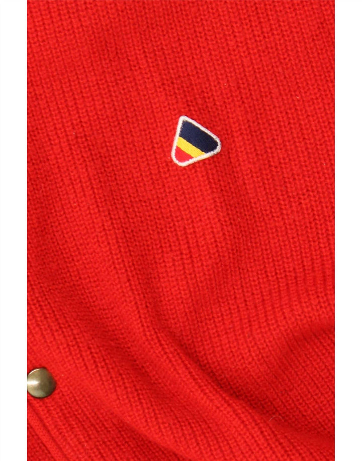 Vintage hombres sin mangas cardigan suéter medio rojo