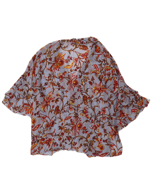 Zara Blusa camisera extragrande de manga corta para mujer UK 40 Small Blue Floral