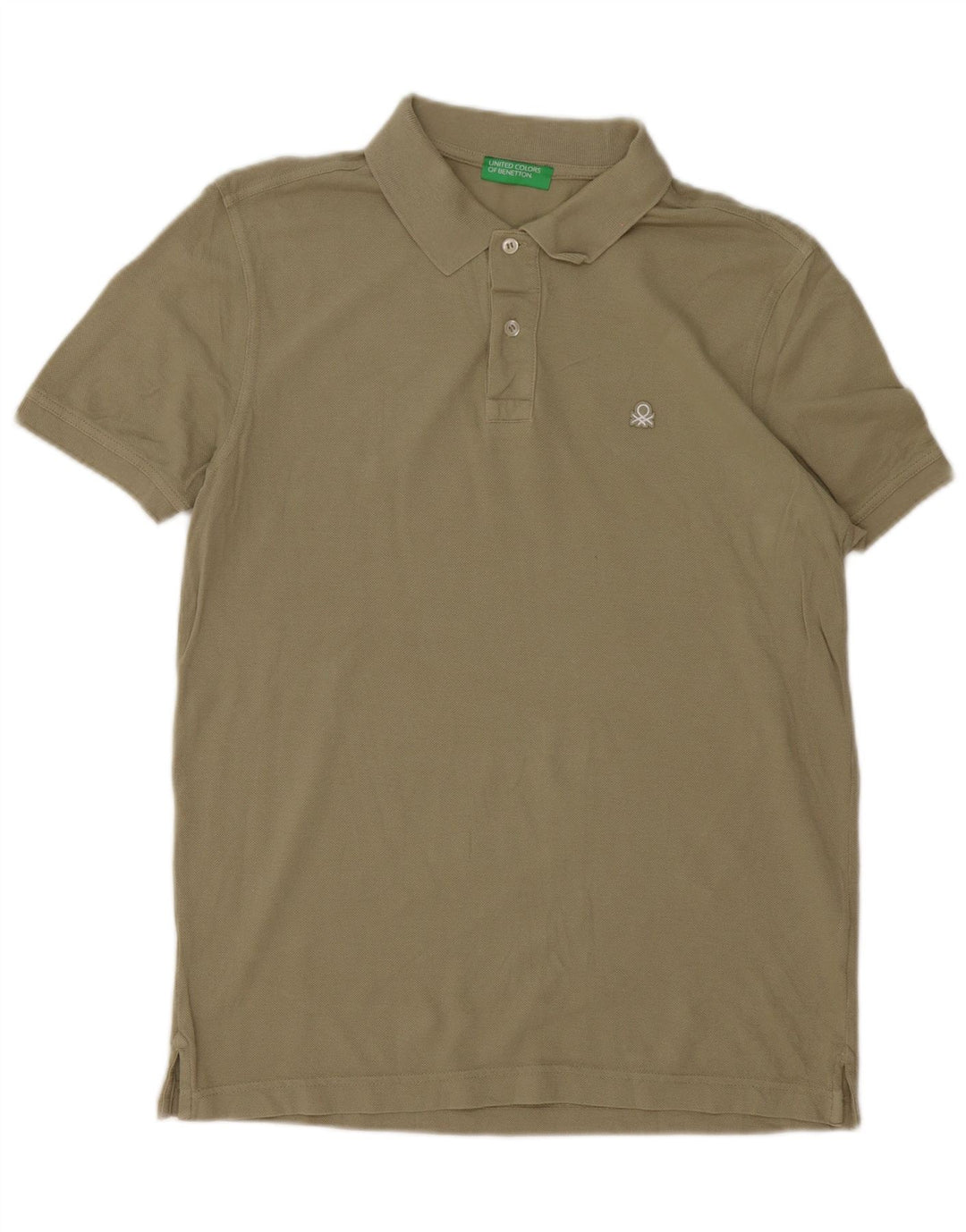 Benetton Polo Hombre De Algodón Caqui Medio