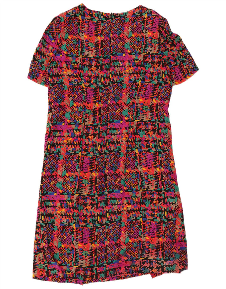 Vintage mujer vestido de vaina Reino Unido 14 medio multicolor manchado