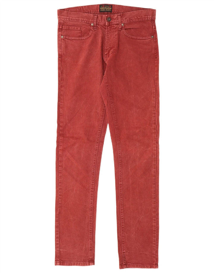 Zara Mens Slim Jeans EU 38 Small W30 L30 Algodón Rojo