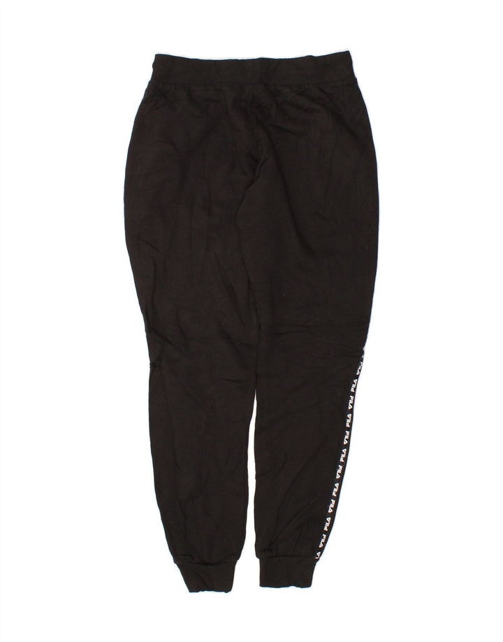 FILA Womens Graphic Tracksuit Trousers Joggers UK 10 Small Black Polyester Vintage Fila and Second-Hand Fila from Messina Hembry 