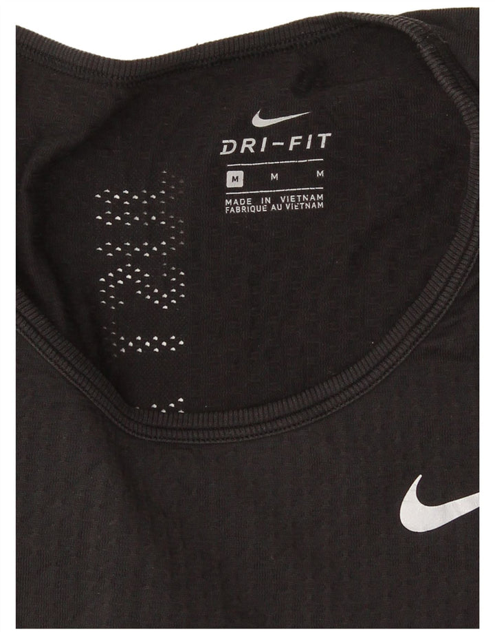 Nike Mujer Dri Fit Top Manga Larga UK 12 Mediano Negro Poliéster
