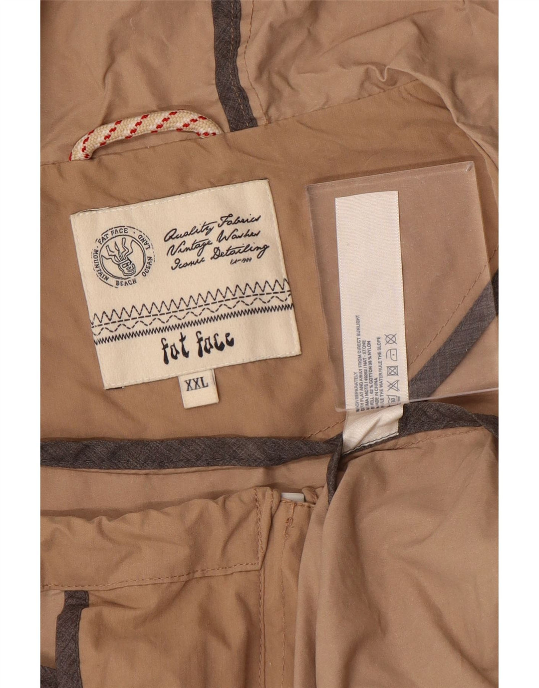 FAT FACE Chaqueta cortavientos con capucha para hombre UK 44 2XL Algodón beige