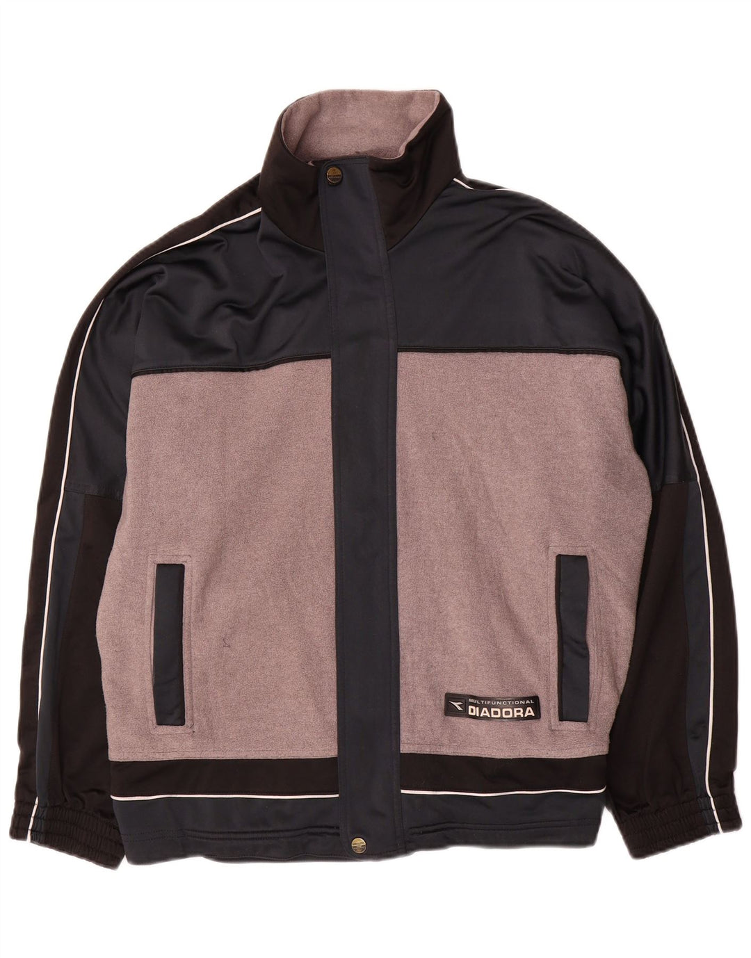 Diadora Chaqueta de chándal para hombre ES 38 Poliéster color block gris medio