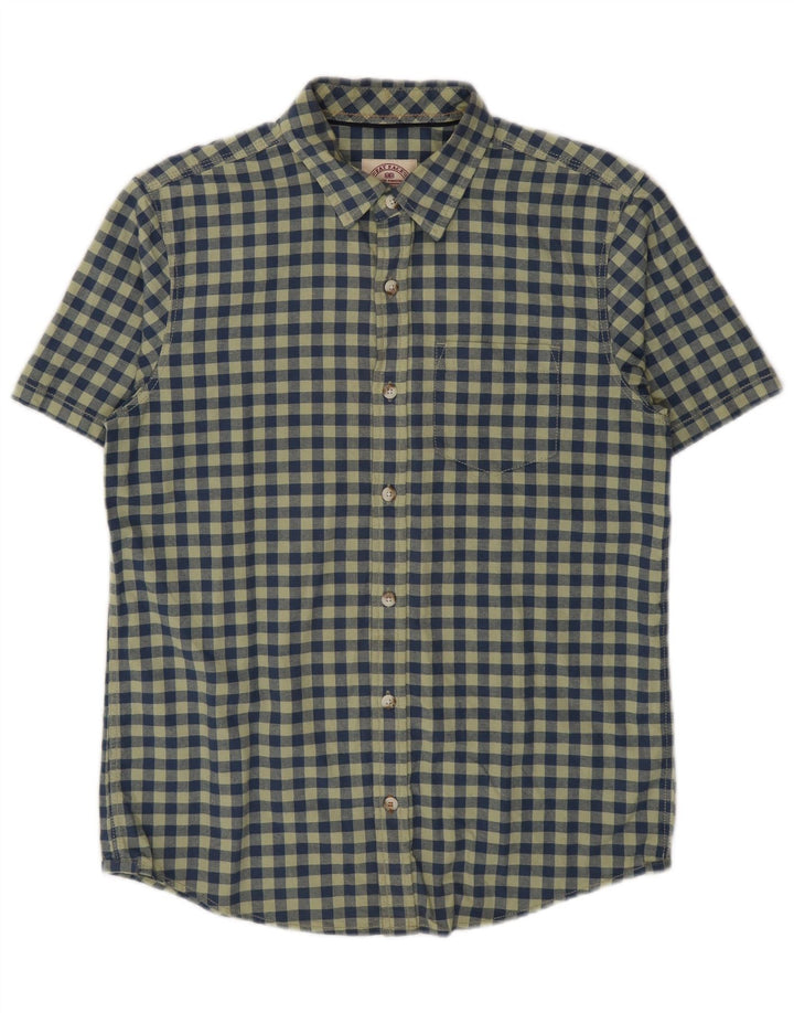 Camisa de manga corta para hombre Fat Face Small de algodón a cuadros verde