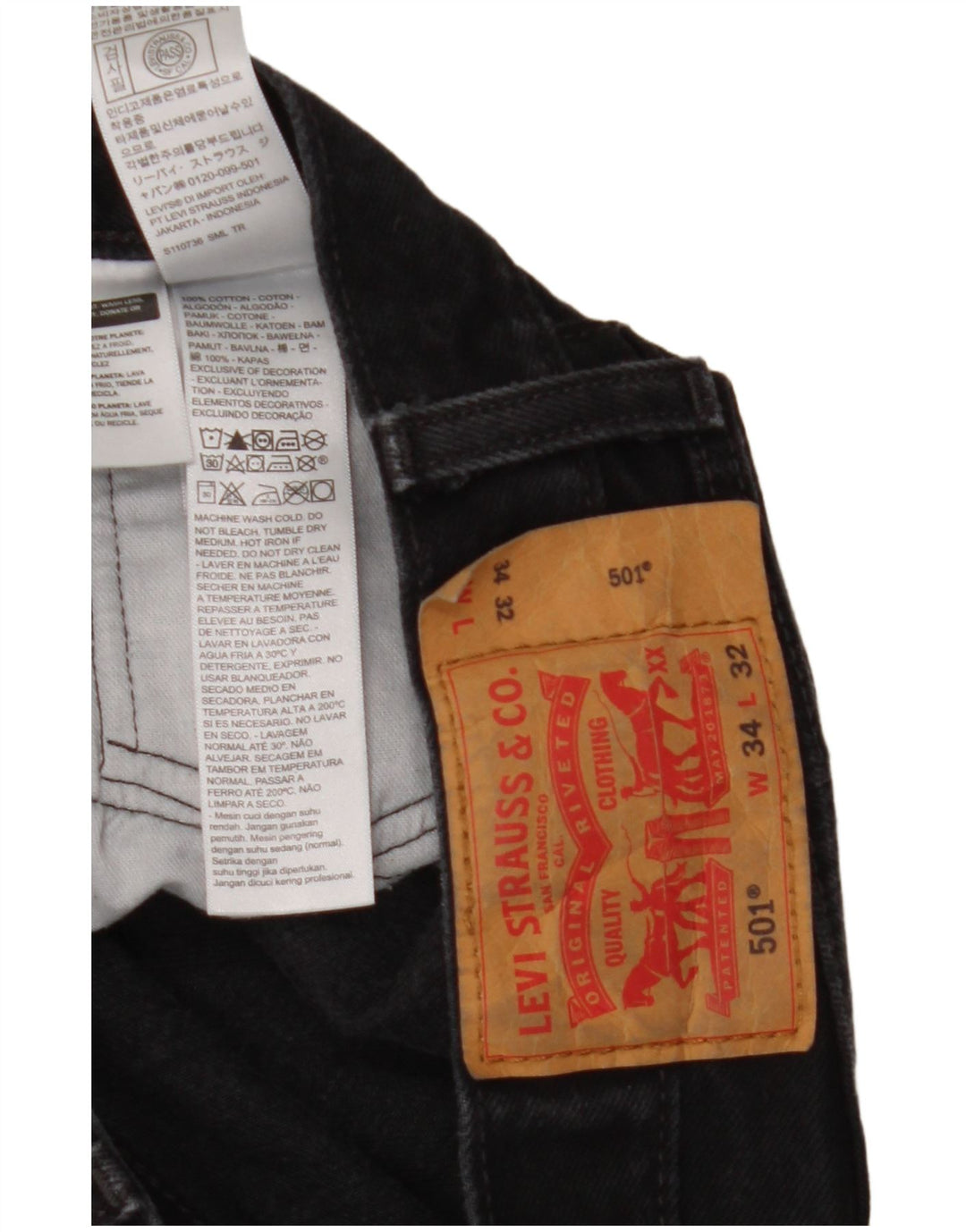 Levi's Vaqueros rectos 501 para hombre W34 L32 Algodón negro