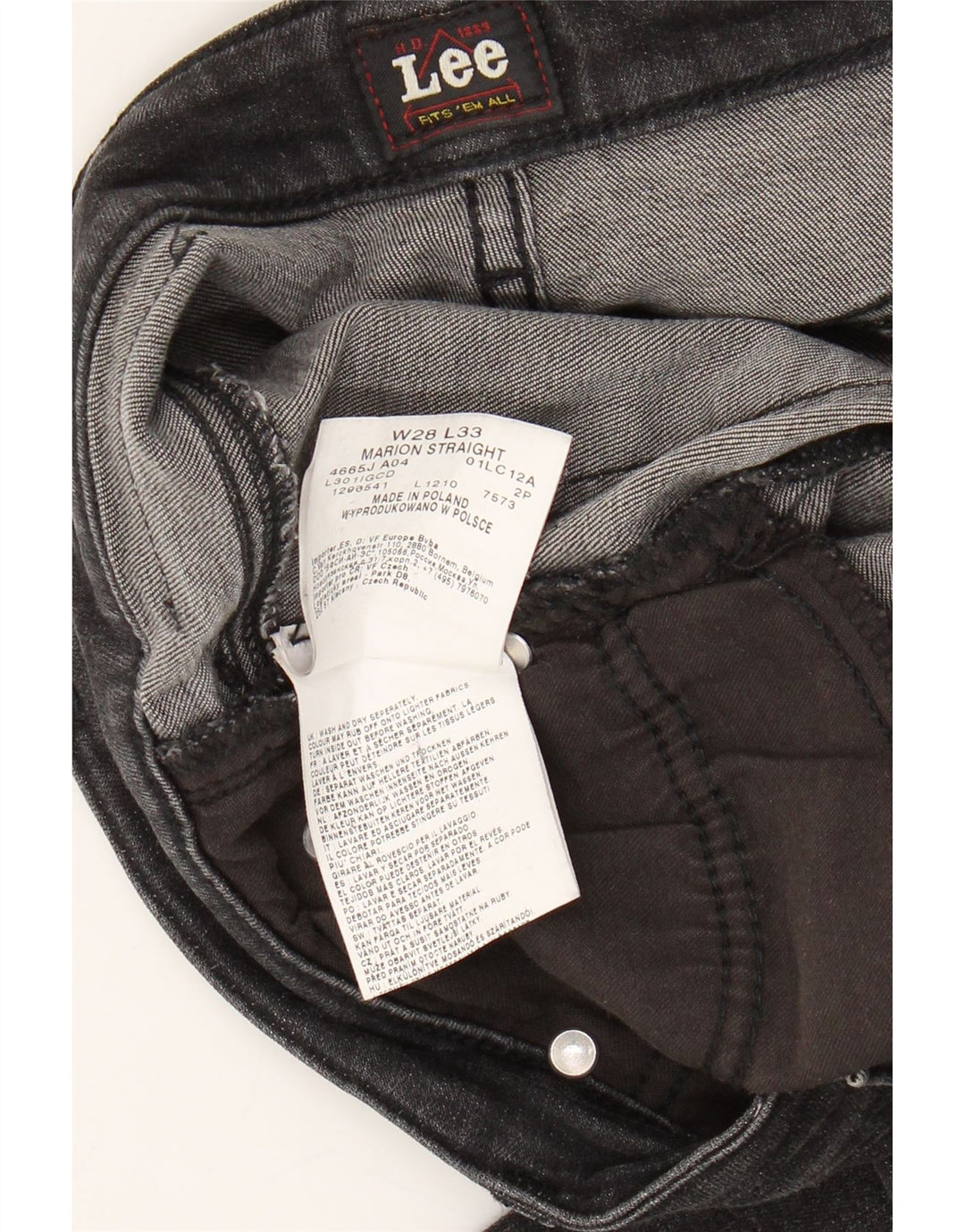 LEE Womens Marion Straight Jeans W28 L30 Black Cotton Vintage Lee and Second-Hand Lee from Messina Hembry 