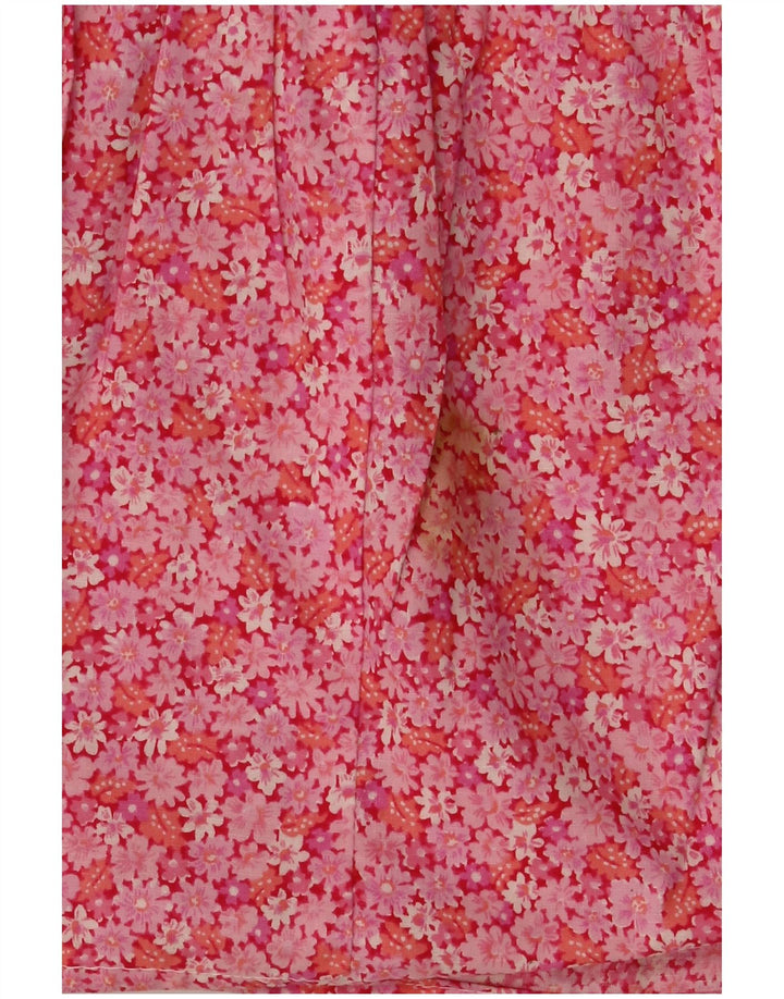 VINTAGE Falda acampanada para mujer EU 36 Pequeña W30 Algodón floral rosa