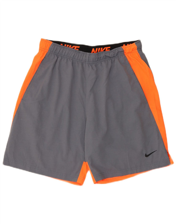 Pantalones cortos deportivos Nike Dri Fit para hombre Poliéster color block gris grande