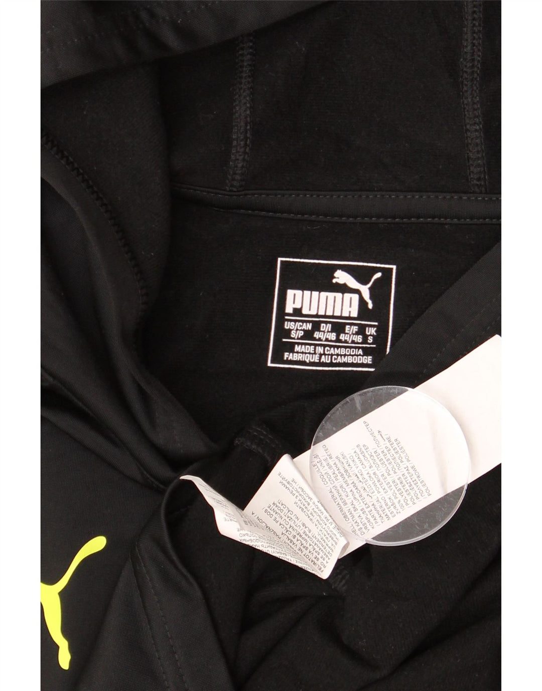 PUMA Top con capucha para hombre, manga larga, poliéster negro pequeño