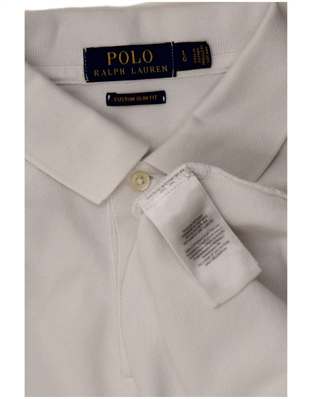 POLO RALPH LAUREN Polo ajustado personalizado para hombre Algodón blanco grande