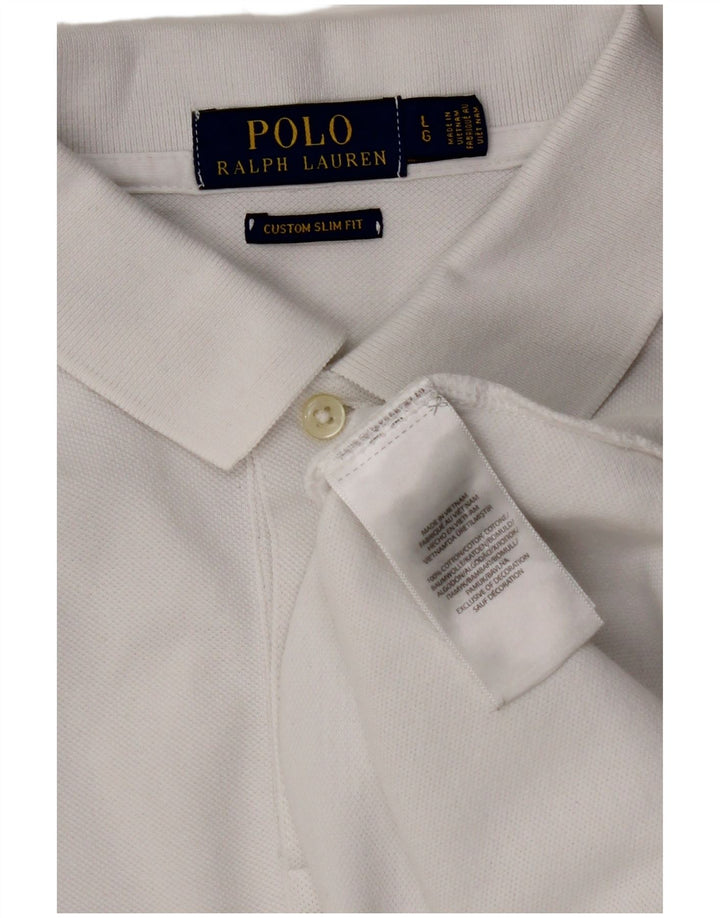 POLO RALPH LAUREN Polo ajustado personalizado para hombre Algodón blanco grande