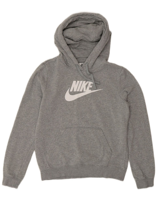 Nike - Sudadera con capucha para mujer, diseño gráfico de gran tamaño, talla 6, XS, algodón gris