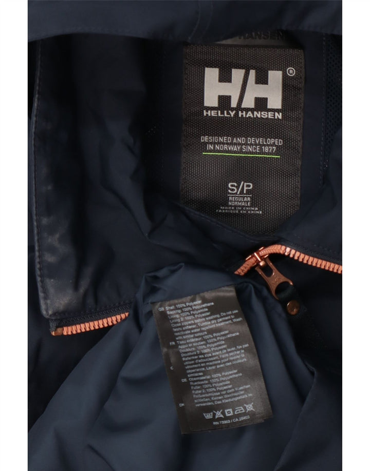 Helly Hansen Chubasquero con capucha y doble botonadura para mujer, talla S, azul marino