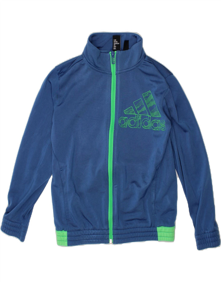 ADIDAS Boys Graphic Tracksuit Top Jacket 7-8 Years Blue Polyester Vintage Adidas and Second-Hand Adidas from Messina Hembry 