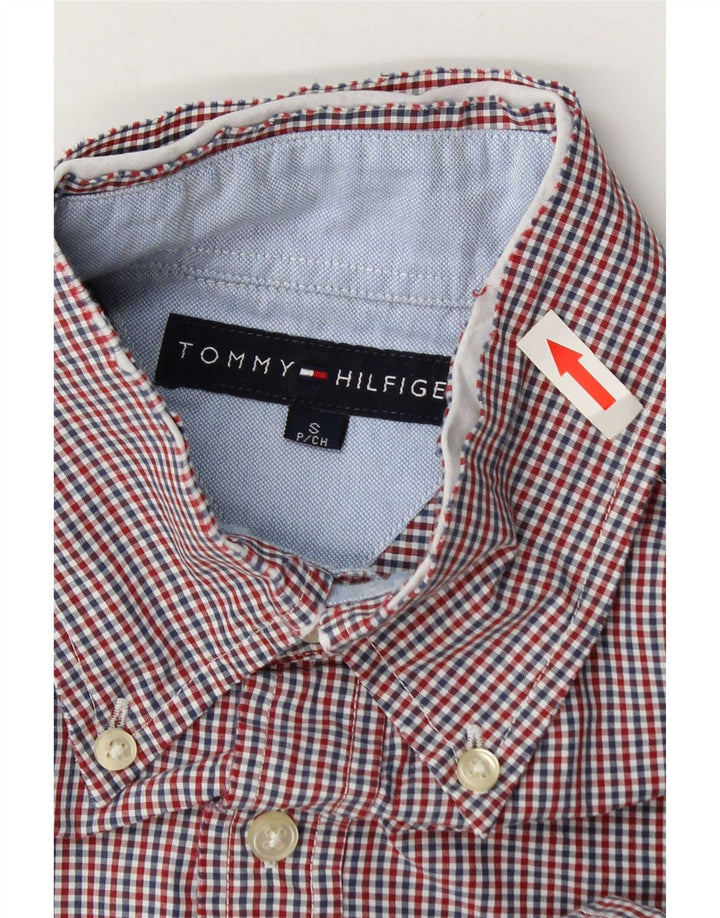 Camisa Tommy Hilfiger para hombre pequeña de algodón a cuadros rojo