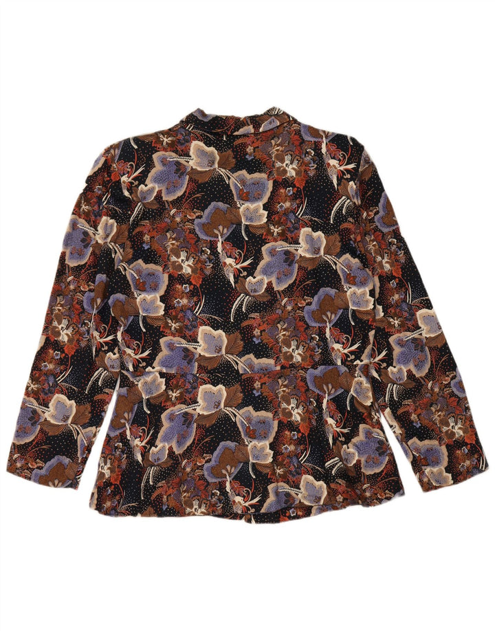 Vintage mujer camisa blusa Reino Unido 14 medio multicolor floral