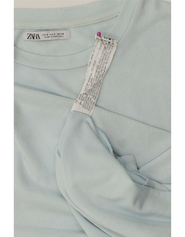 Zara Camiseta Mujer Top UK 10 Small Viscosa Azul