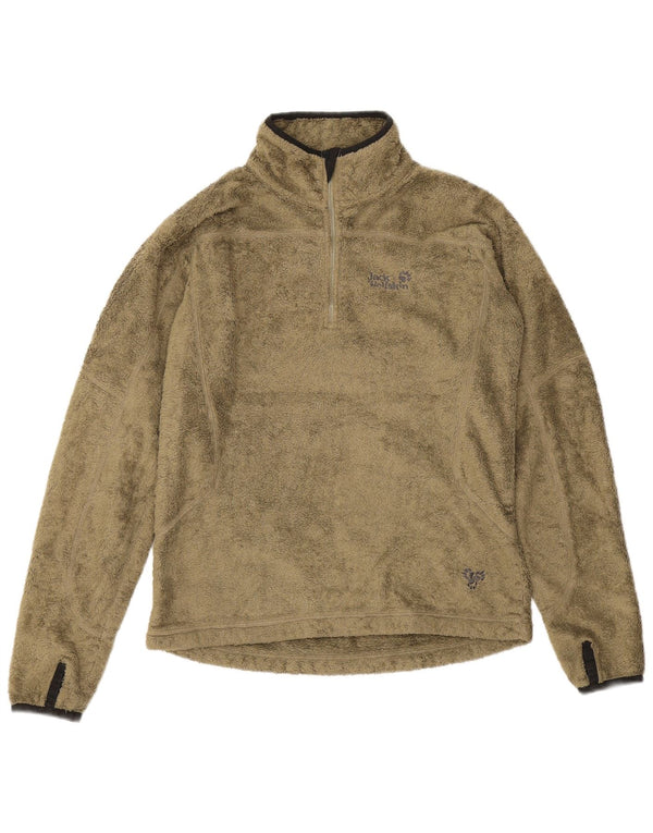 Jack Wolfskin Jersey polar con cremallera y cuello para mujer UK 10 Small Caqui Poliéster