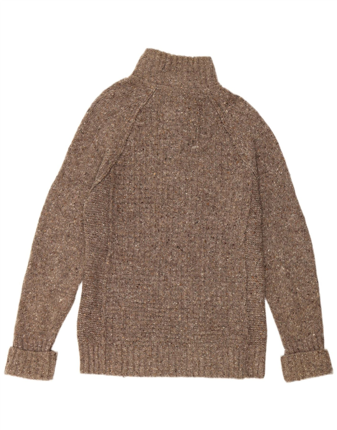 FAT FACE Suéter tipo jersey con cuello y botones para hombre de lana moteada gris pequeño